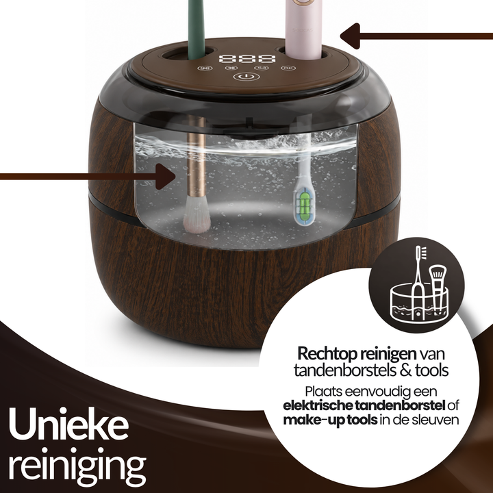 Zuivera Ultrasoon Reiniger voor Kunstgebit, Aligners &amp; Sieraden | 200ML | Bruin